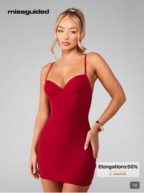 Missguided Red Mini Dress with Sweetheart Detail